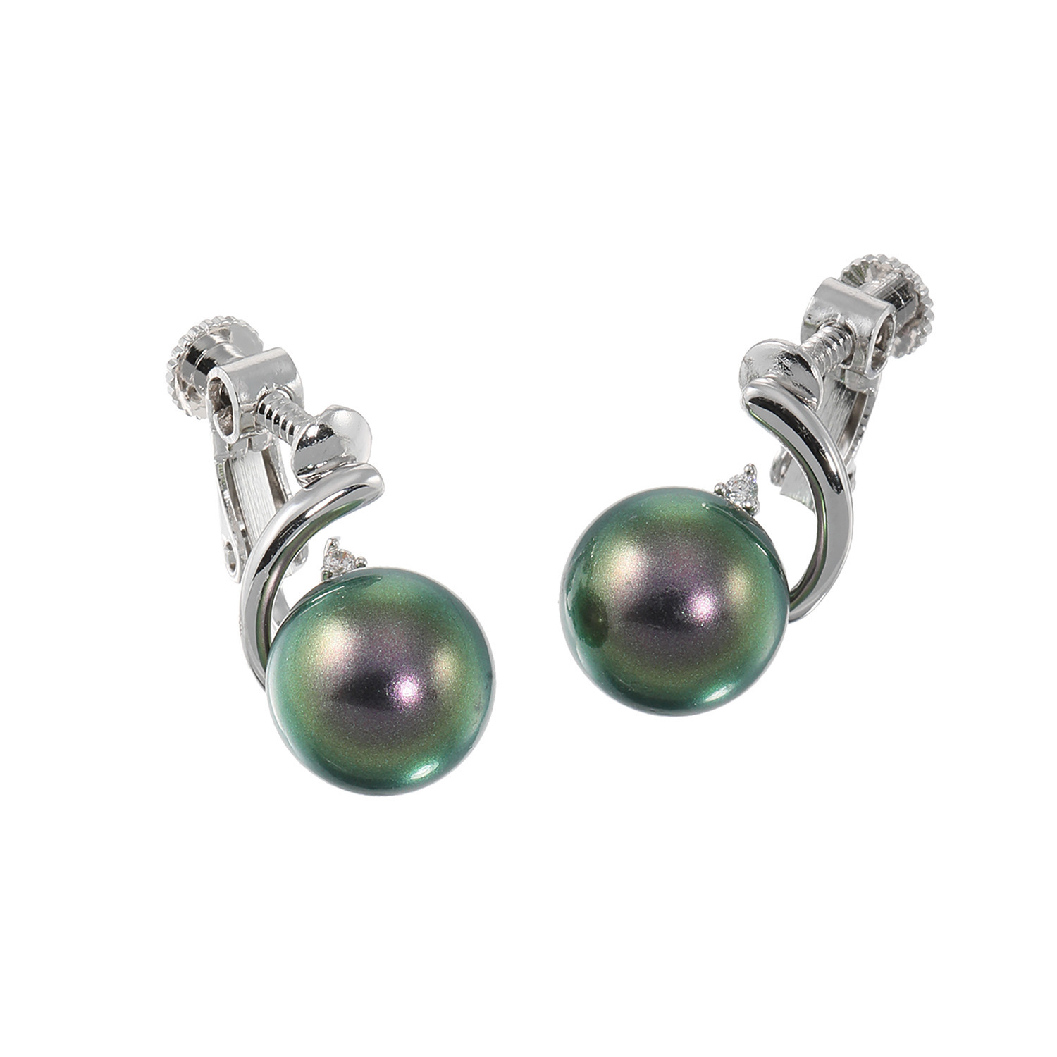 プレミアムパール 泉州の職人技 １０ｍｍＵＰ 貝パール＆ＣＺ ストリームライン イヤリング／ピアス