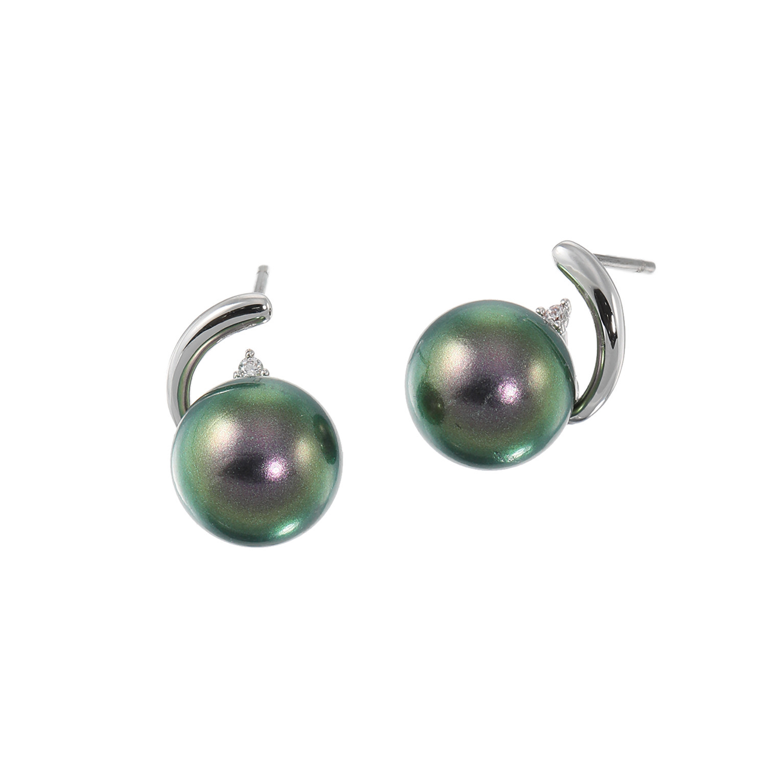 プレミアムパール 泉州の職人技 １０ｍｍＵＰ 貝パール＆ＣＺ ストリームライン イヤリング／ピアス