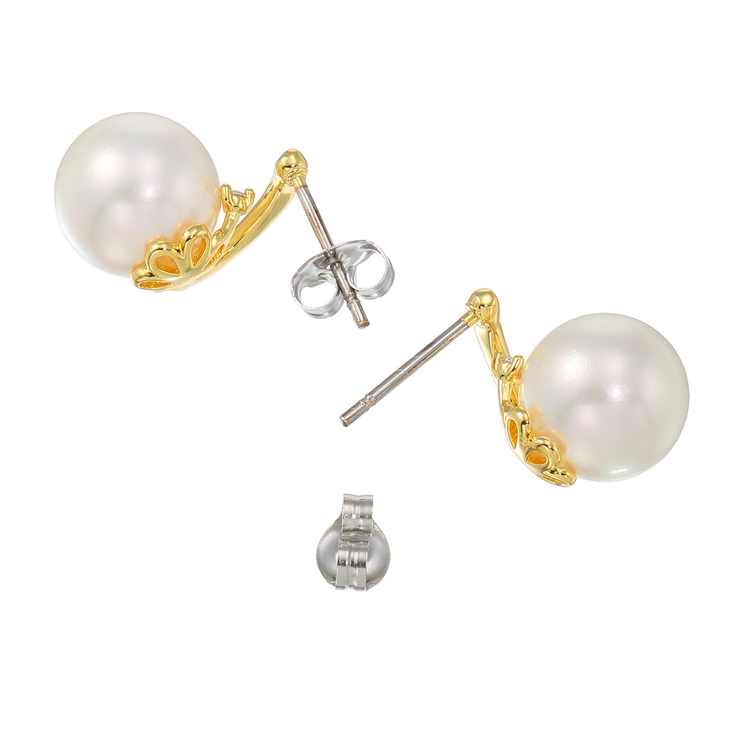 プレミアムパール 泉州の職人技 １０ｍｍＵＰ 貝パール＆ＣＺ ストリームライン イヤリング／ピアス