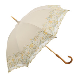 シノワズリーモダン 女優日傘 更紗ペイズリー カットワーク刺しゅう かわず張り晴雨兼用長傘