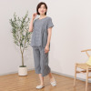 リラキュート 吸水速乾 綿１００％クレープ サイドギャザーＴシャツ＆ 切替フリル七分丈パンツ