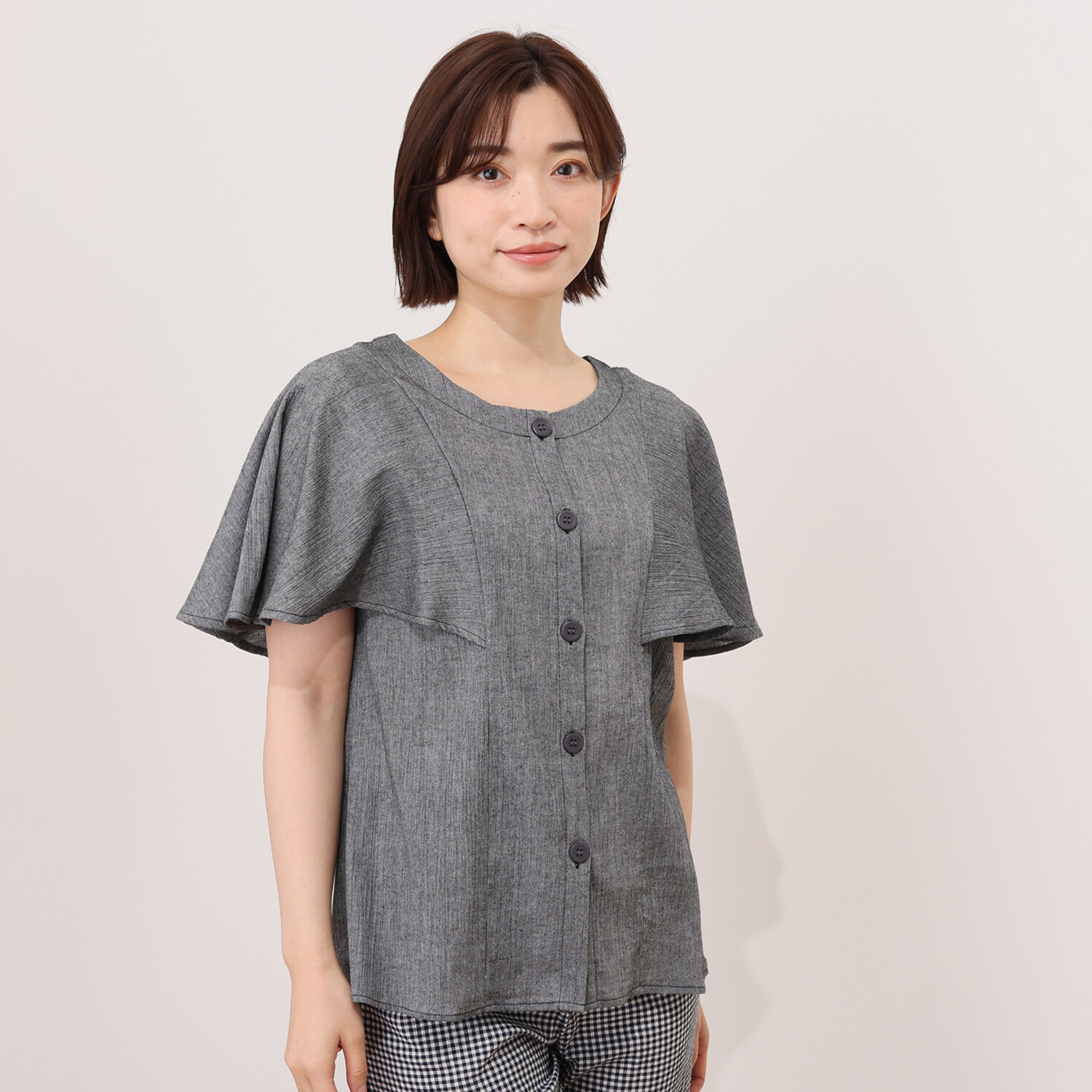 リラキュート 吸水速乾 綿１００％クレープ 前開きトップス