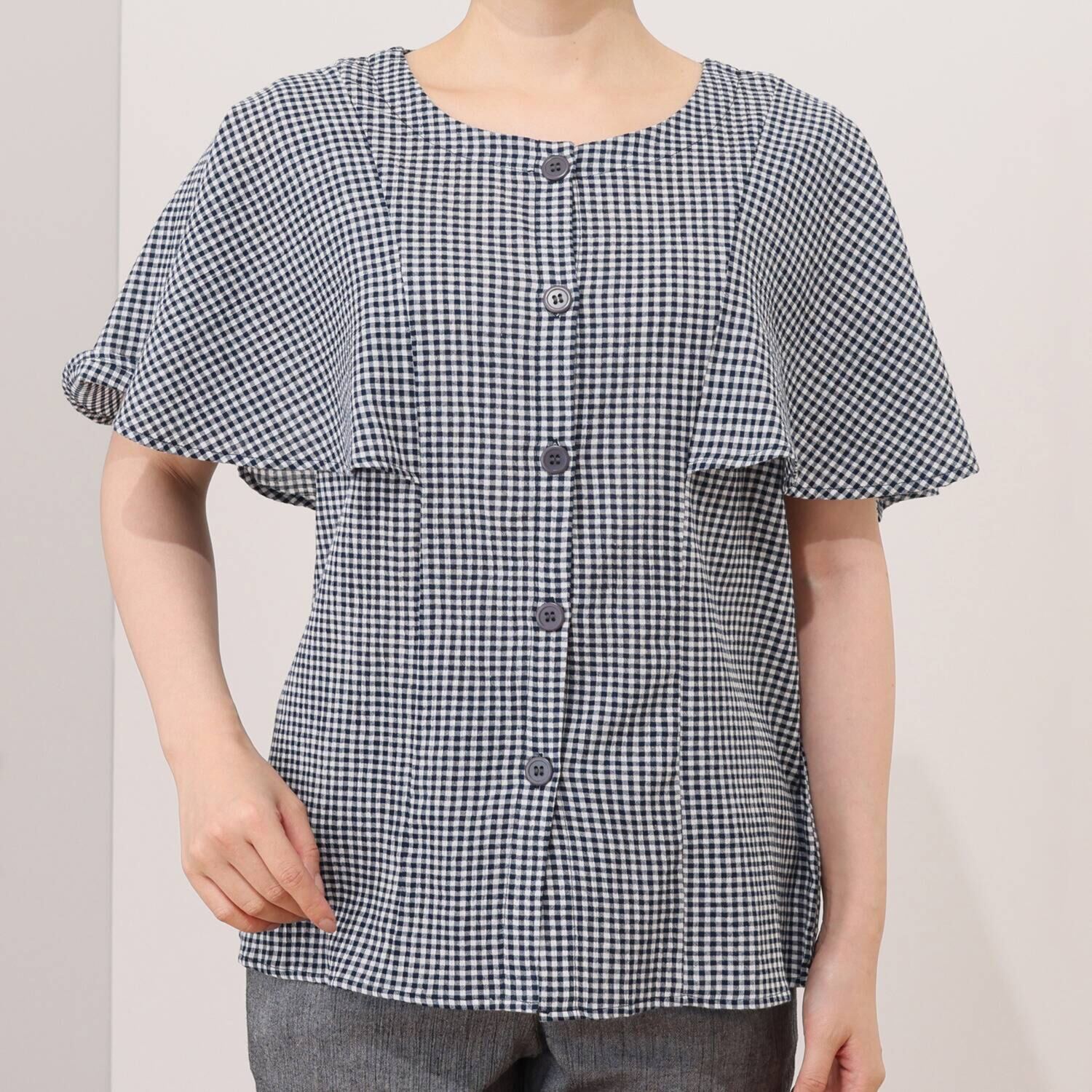 リラキュート 吸水速乾 綿１００％クレープ 前開きトップス