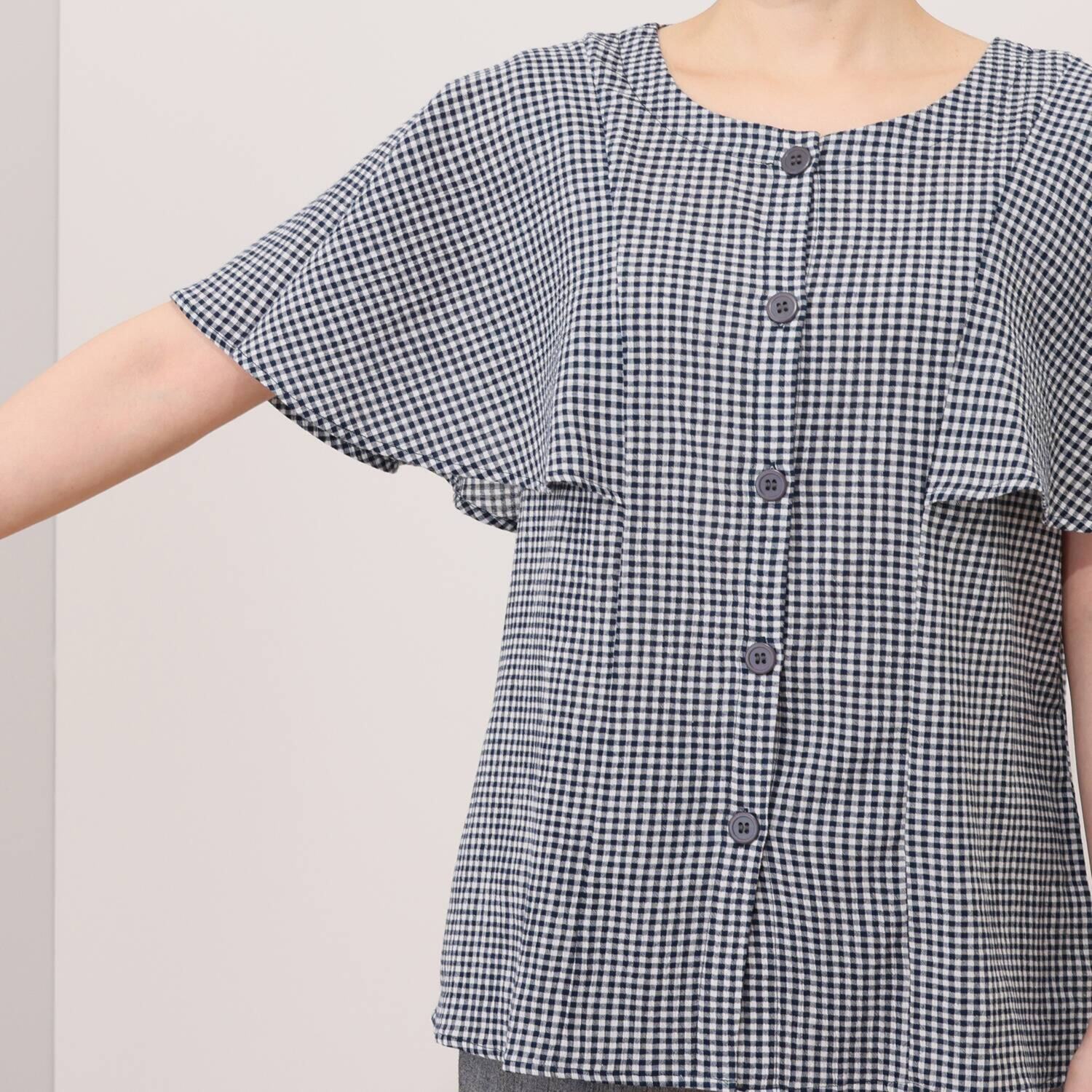 リラキュート 吸水速乾 綿１００％クレープ 前開きトップス