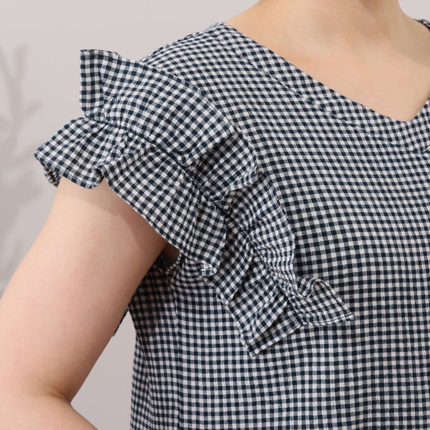 リラキュート 吸水速乾 綿１００％クレープ フリルスリーブ ティアードワンピース