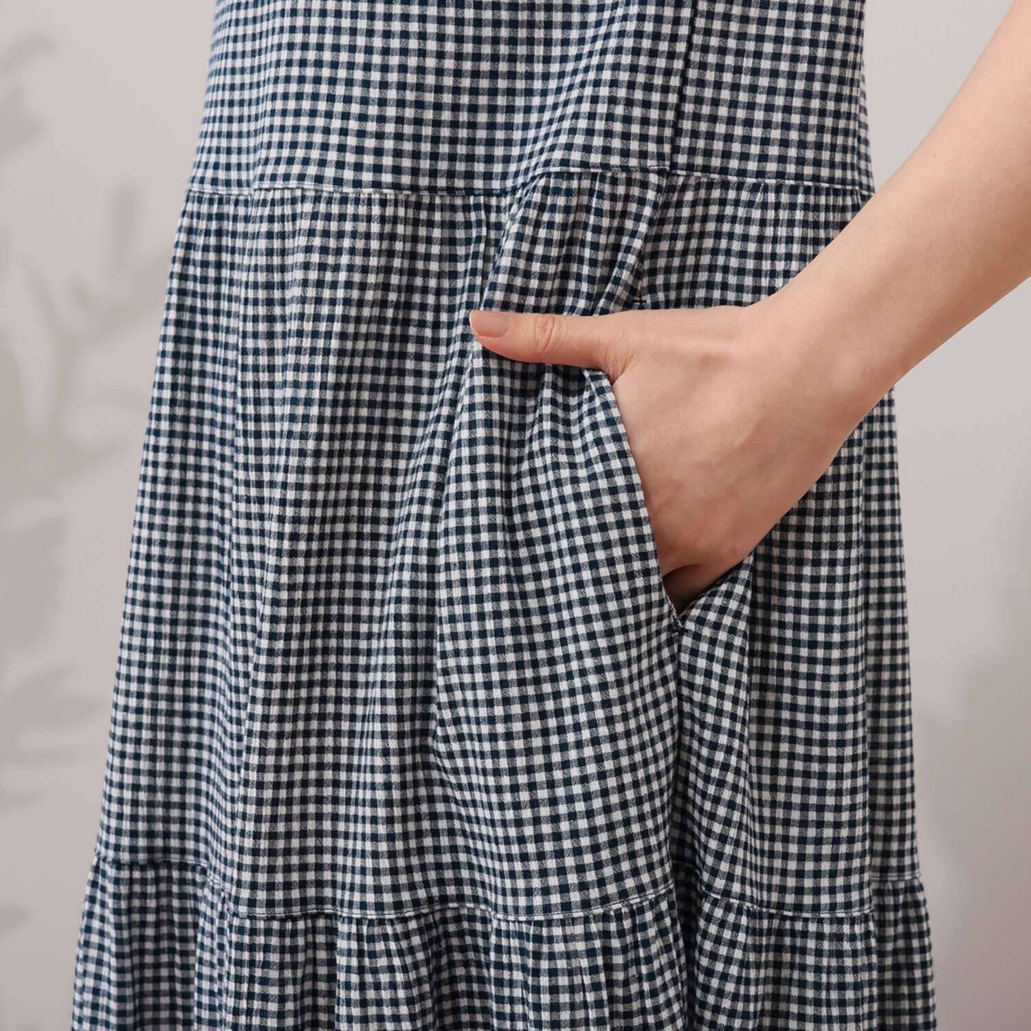 リラキュート 吸水速乾 綿１００％クレープ フリルスリーブ ティアードワンピース