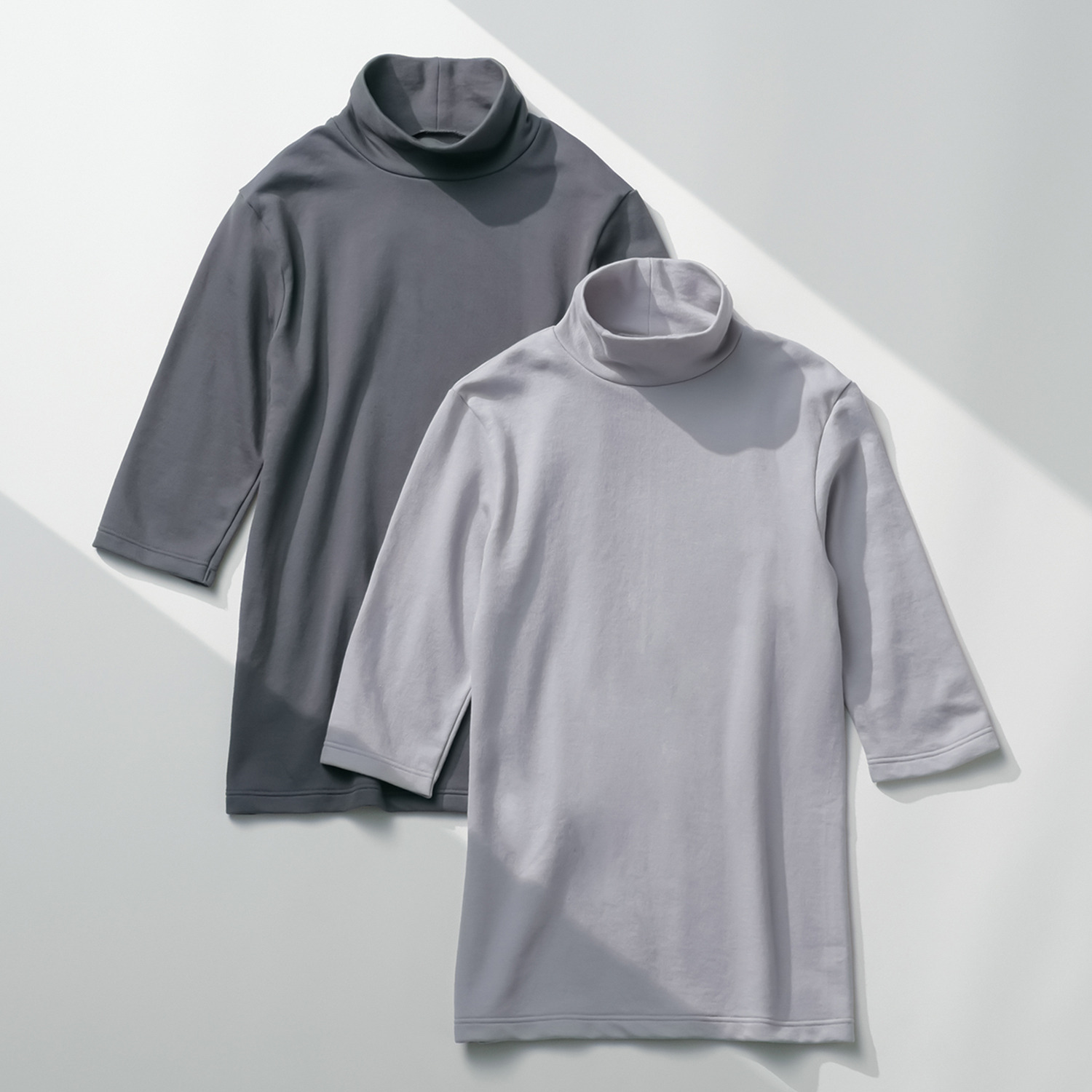 着まわし７デイズ 吸水速乾　紀州パイル ハイネック六分袖 プルオーバー２枚セット 