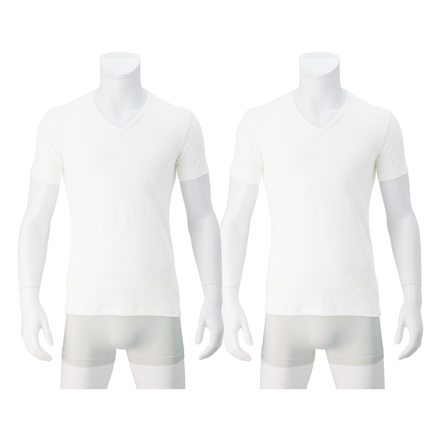 オトコの涼活 綿混ニット楊柳 Ｖネック 半袖シャツ同色２枚セット ＜メンズ＞