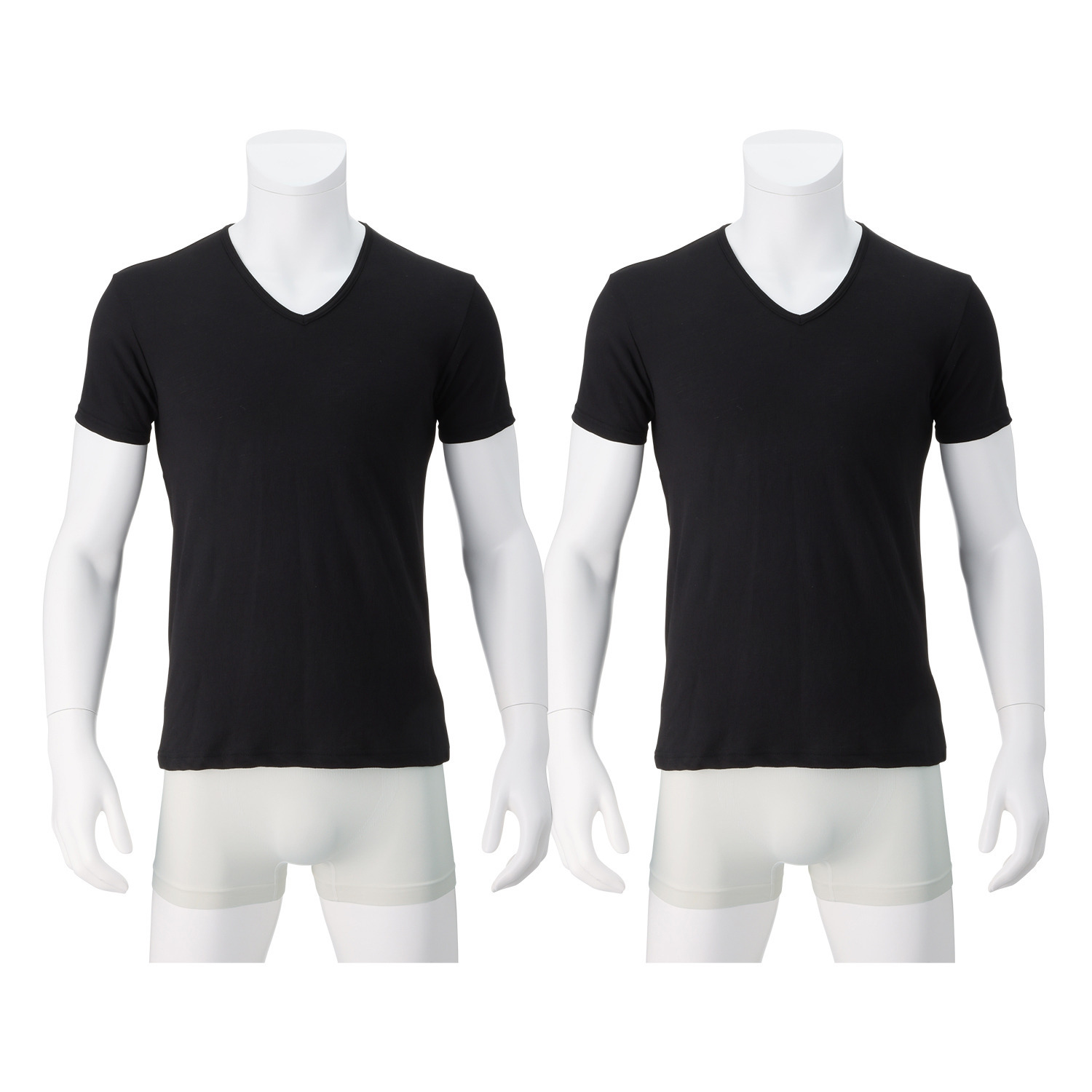 オトコの涼活 綿混ニット楊柳 Ｖネック 半袖シャツ同色２枚セット ＜メンズ＞