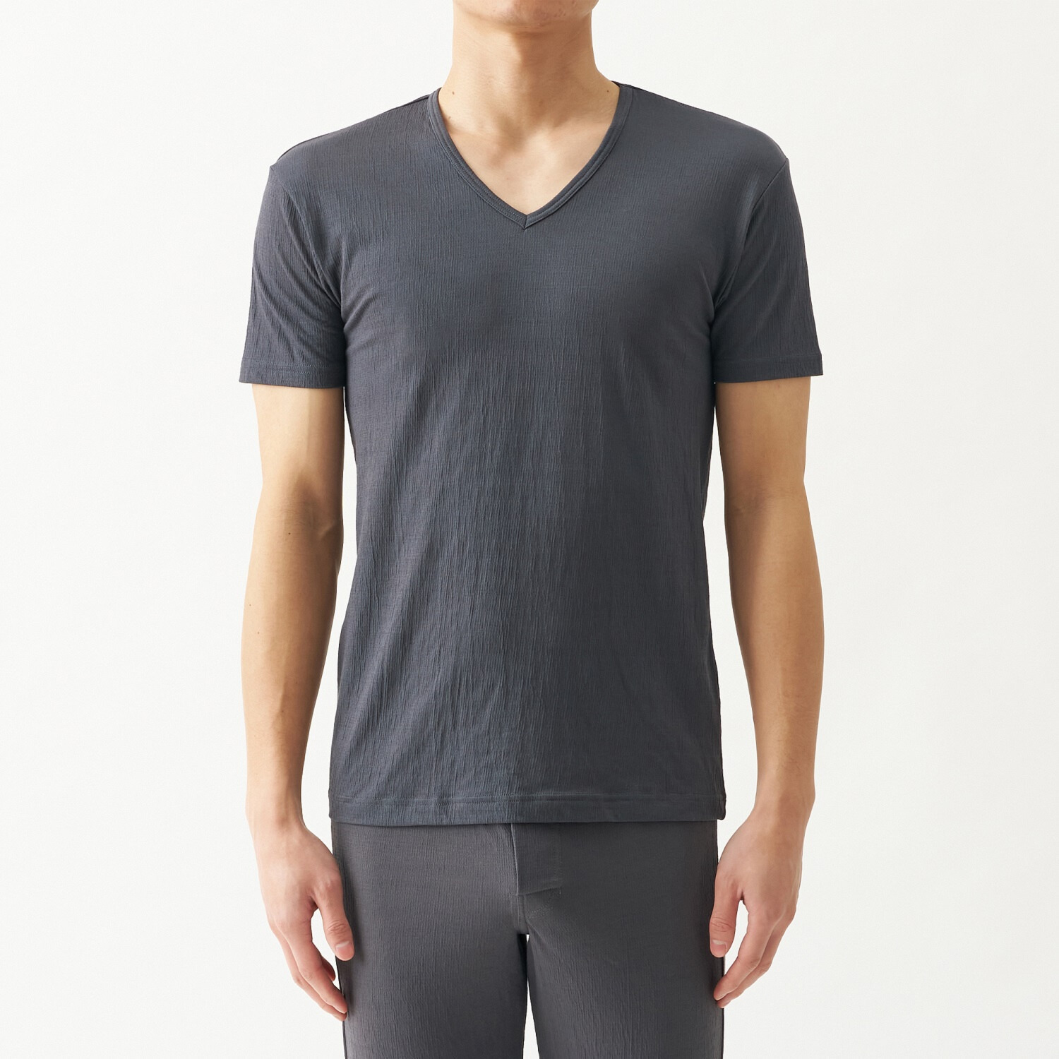 オトコの涼活 綿混ニット楊柳 Ｖネック 半袖シャツ同色２枚セット ＜メンズ＞