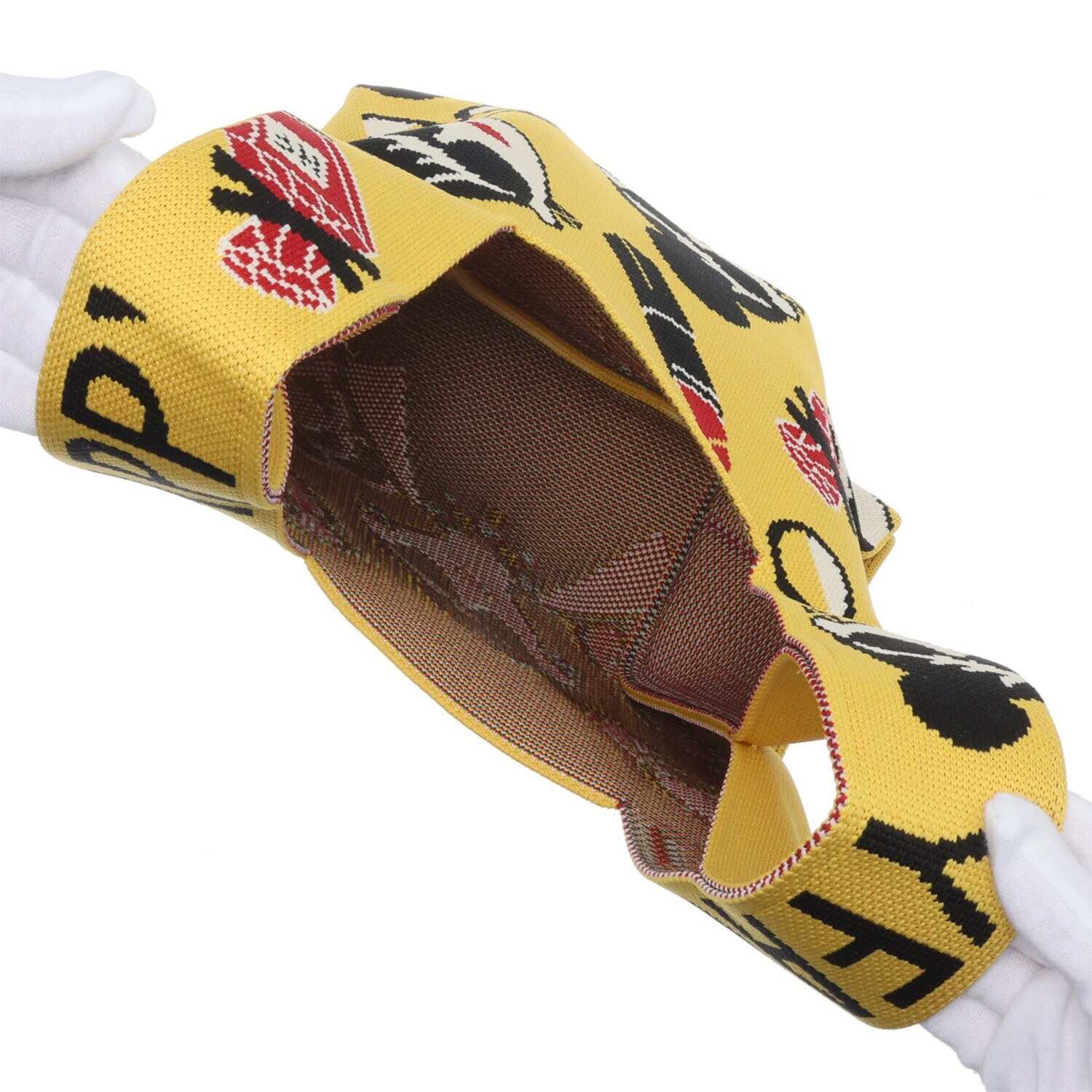 ハッピーフェイス ロゴ＆アイコンデザイン 両Ａ面ニットバッグ