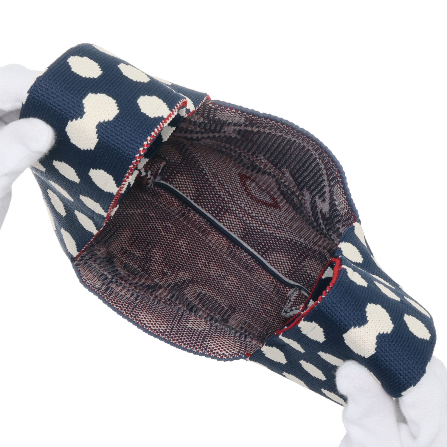 ハッピーフェイス ドットデザイン 両Ａ面ニットバッグ