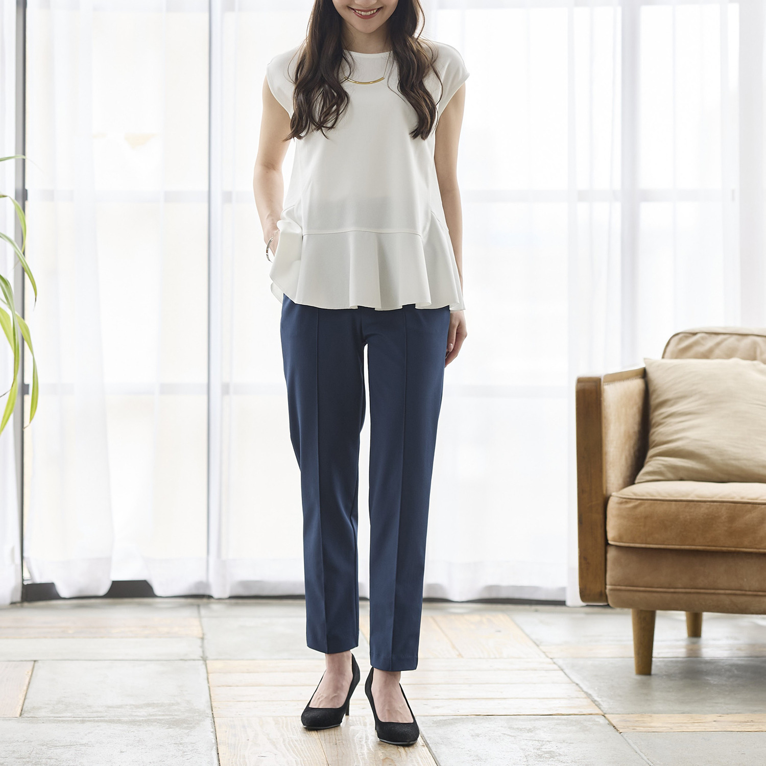 ＴＡＫＵＭＩＢＡ 接触冷感・速乾・防シワ サーラドライ テーパードパンツ ＜股下６５ｃｍ＞