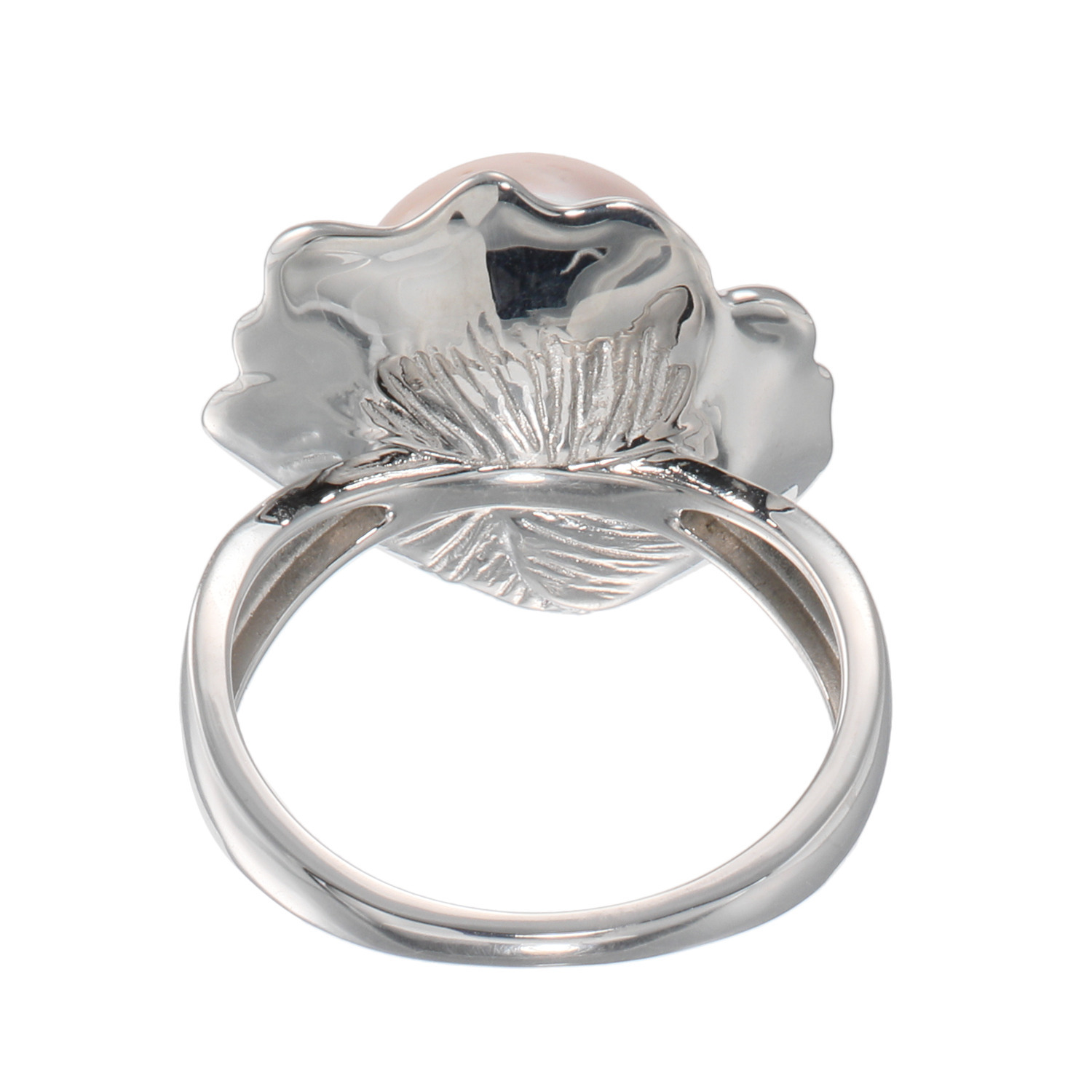 岩崎美智子コレクション シルバー 淡水ボタンパール＆ ＣＺ バラモティーフリング