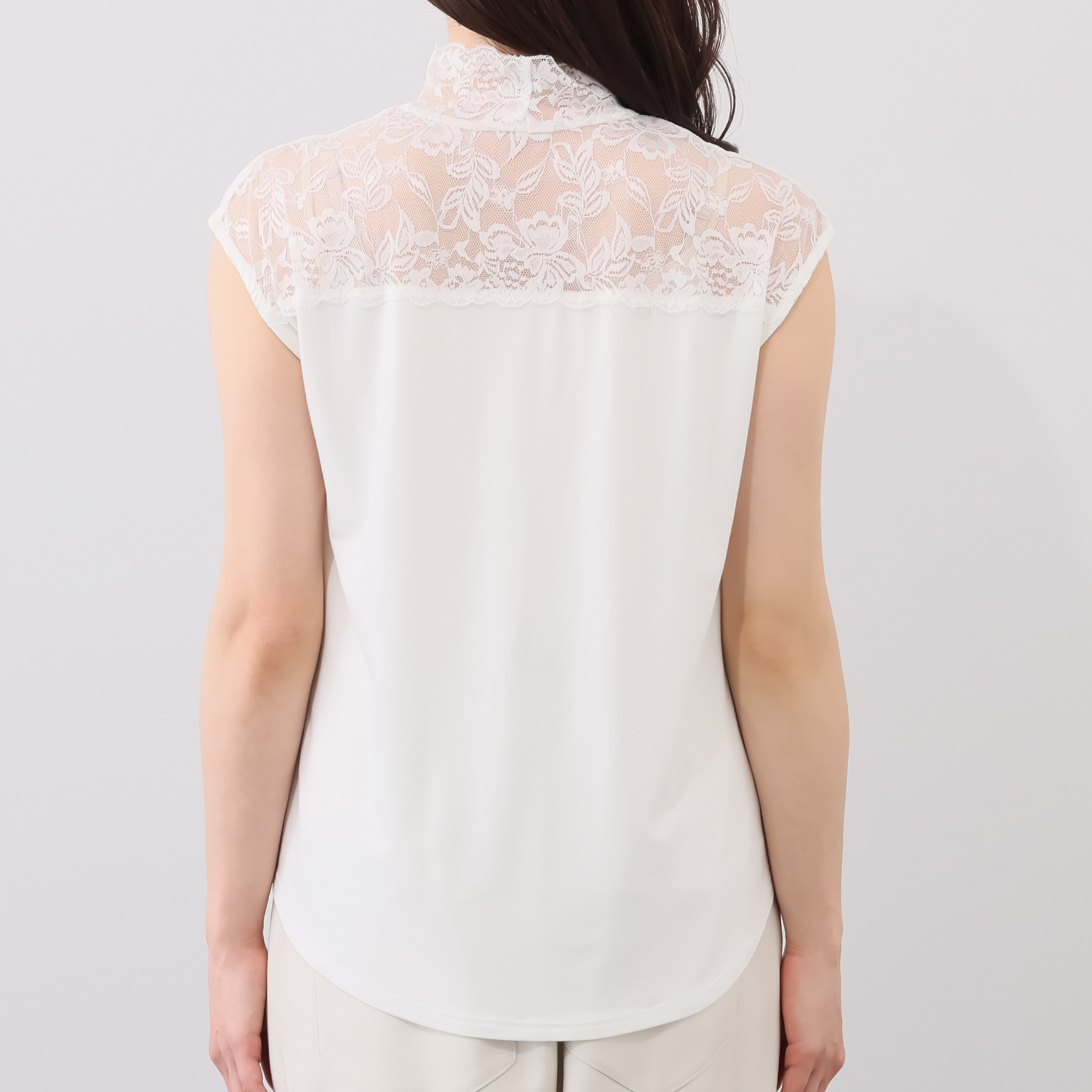 オトナノクラシ 大人のための レース付 ハイネックタンクトップ