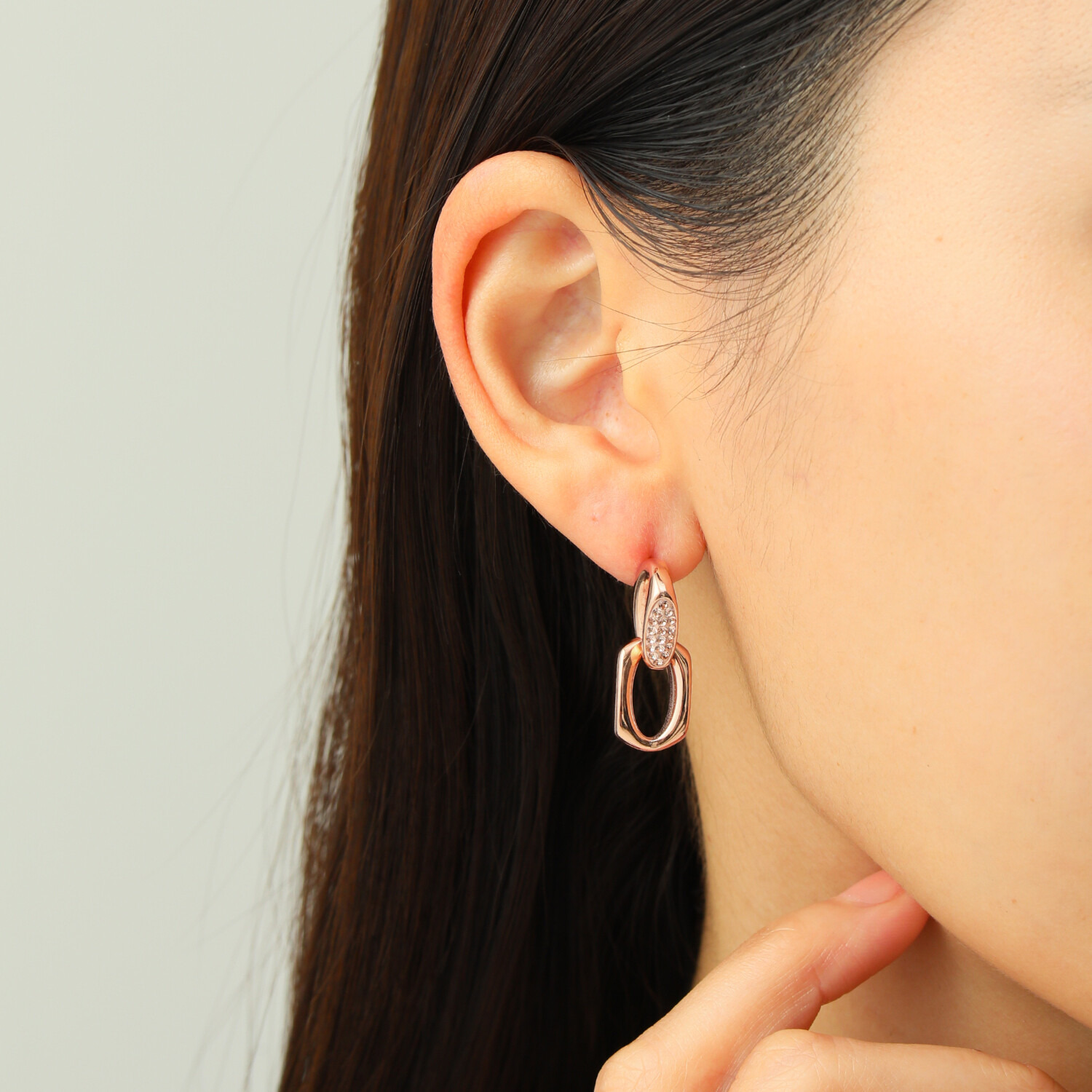 エービーステン ステンレス ビジュウ ダブルレクタングル イヤリング／ピアス