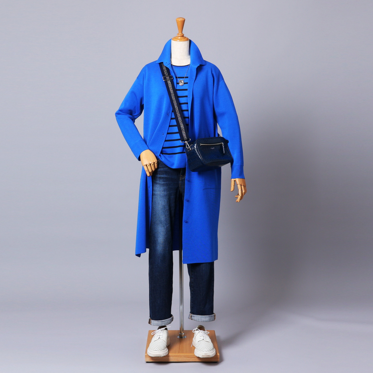 アズイズ　ビーマイセルフ バイ　ネイチャーズ ウールシルク ミラノリブ 襟付ワンピース