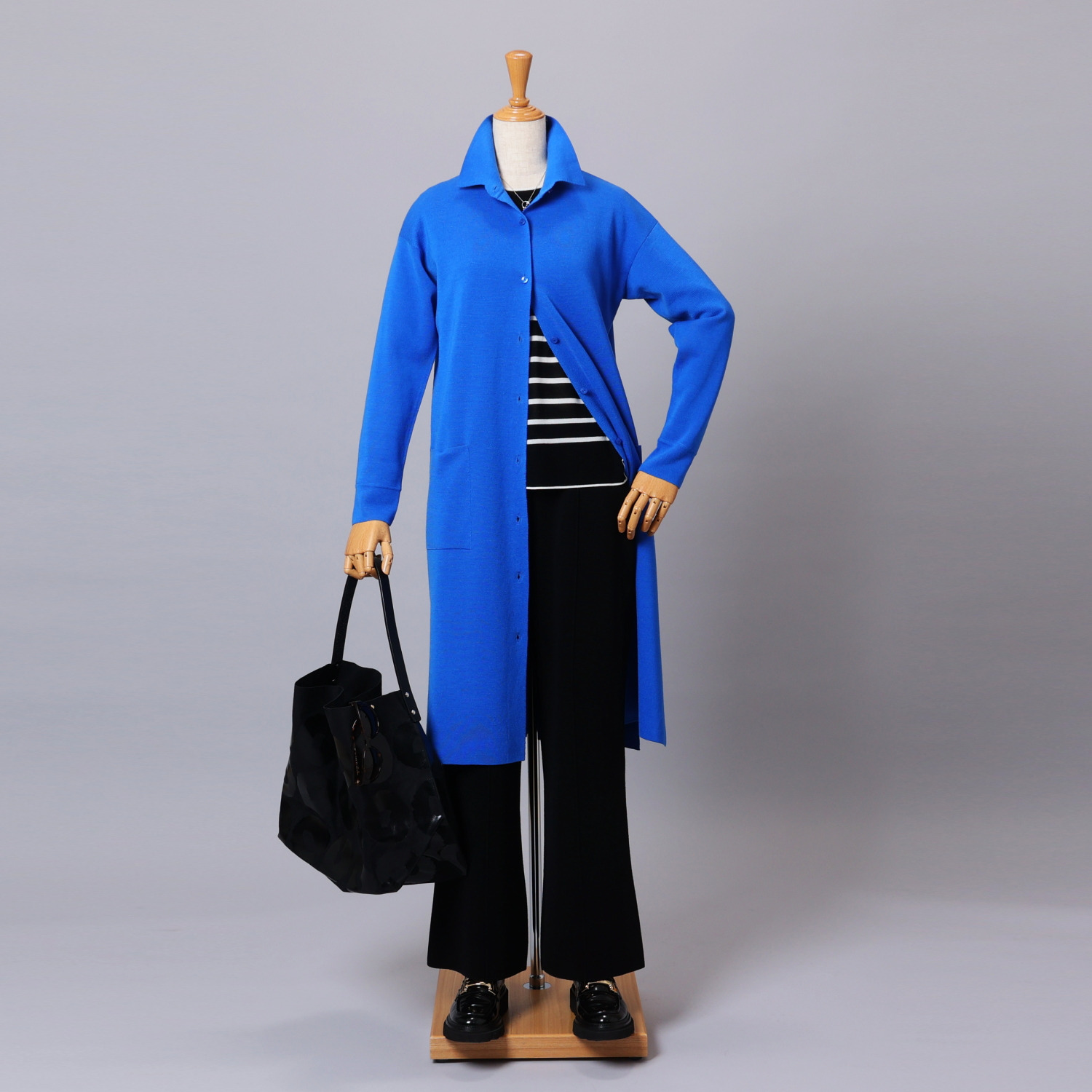 アズイズ　ビーマイセルフ バイ　ネイチャーズ ウールシルク ミラノリブ 襟付ワンピース