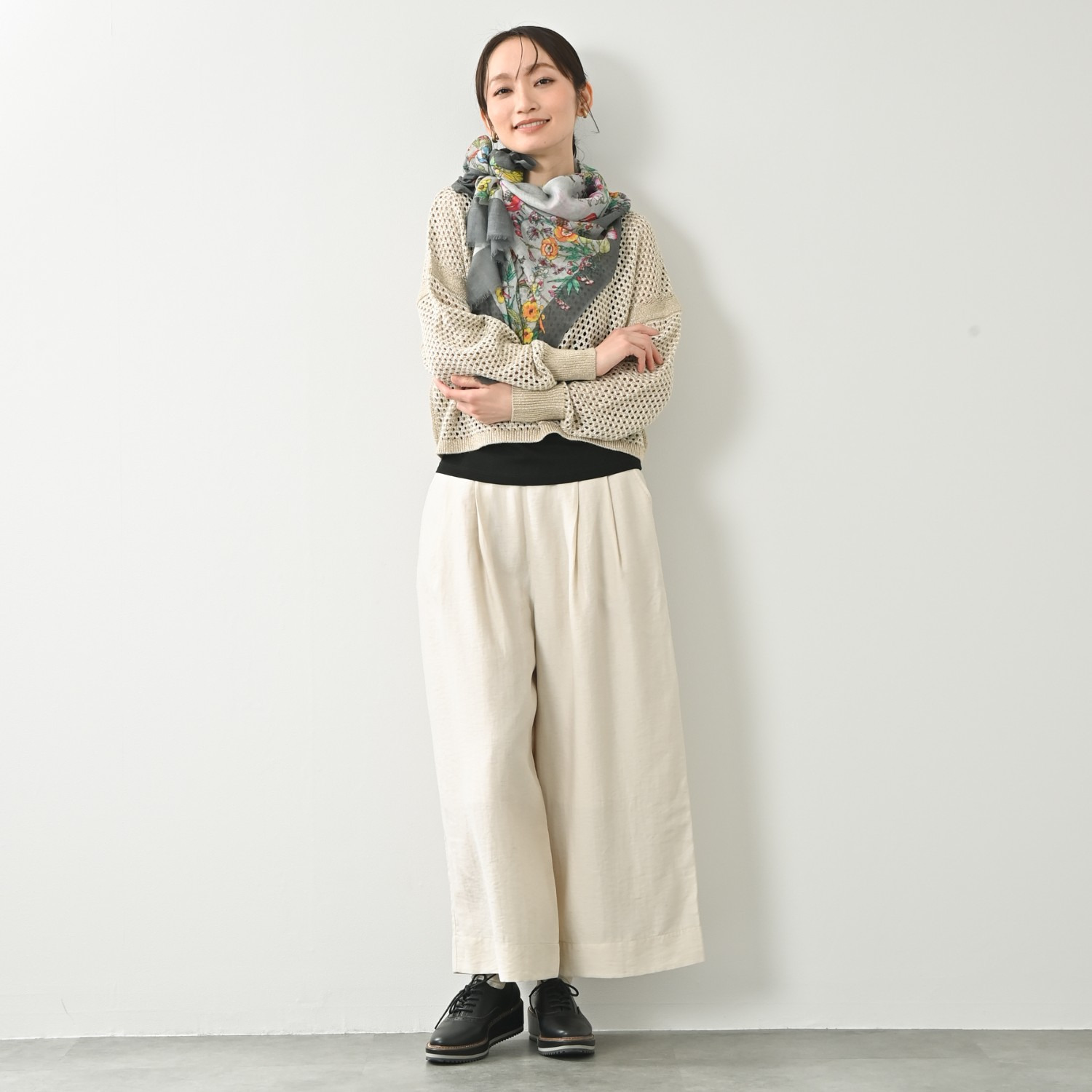 ティエドゥール さらさら＆なめらか カシミヤリネン 梳毛ストール