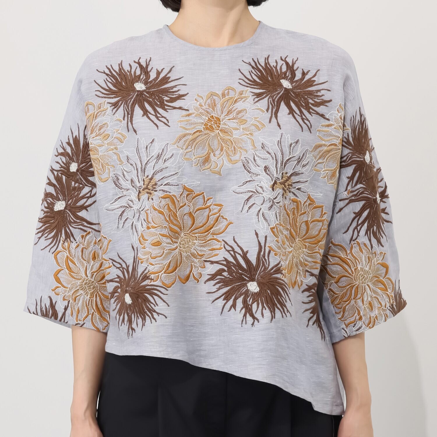 ジョヴァンナ　ニコライ イタリア製 リネン１００％ 刺しゅうブラウス