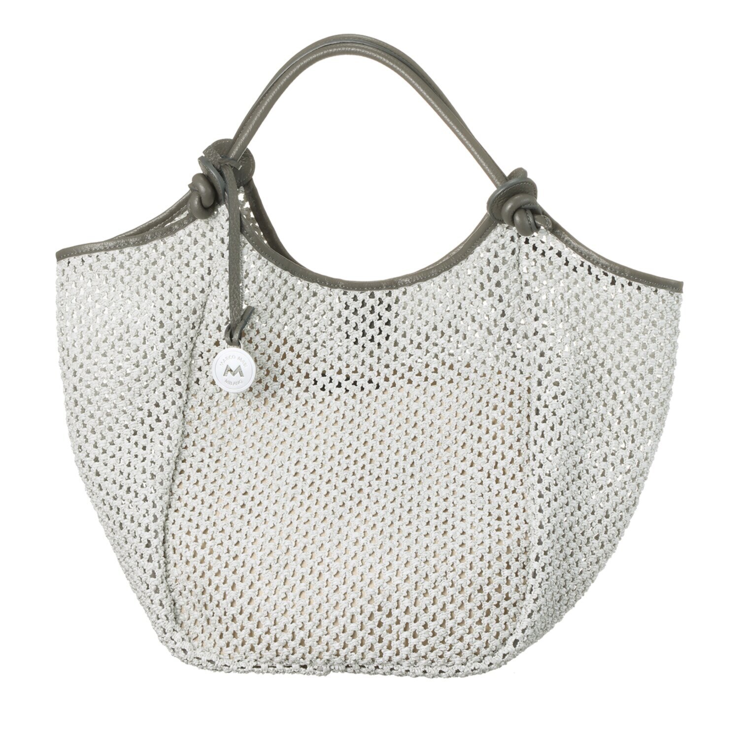 マルコマージ イタリア製 レザーパイピング メッシュバッグ