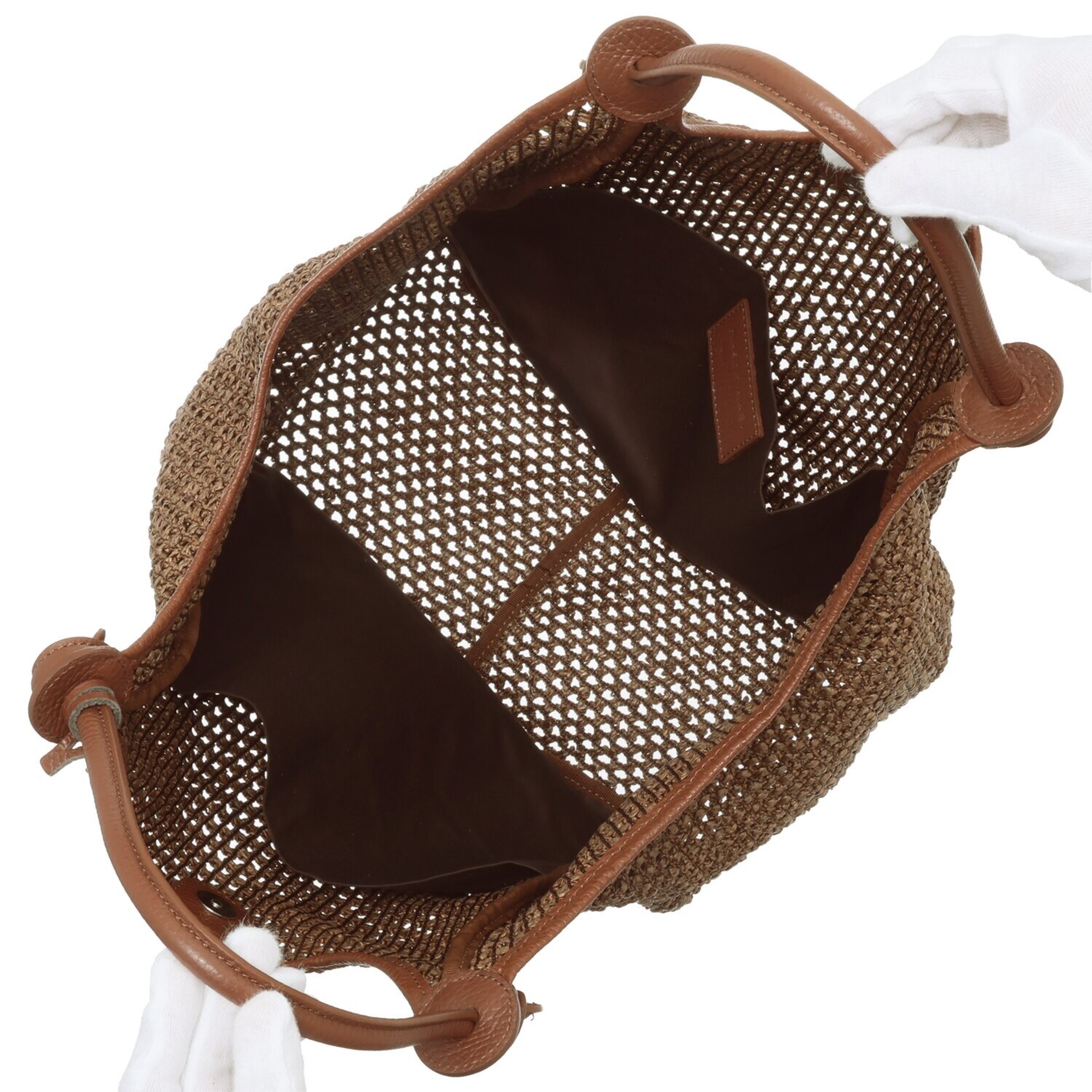 マルコマージ イタリア製 レザーパイピング メッシュバッグ