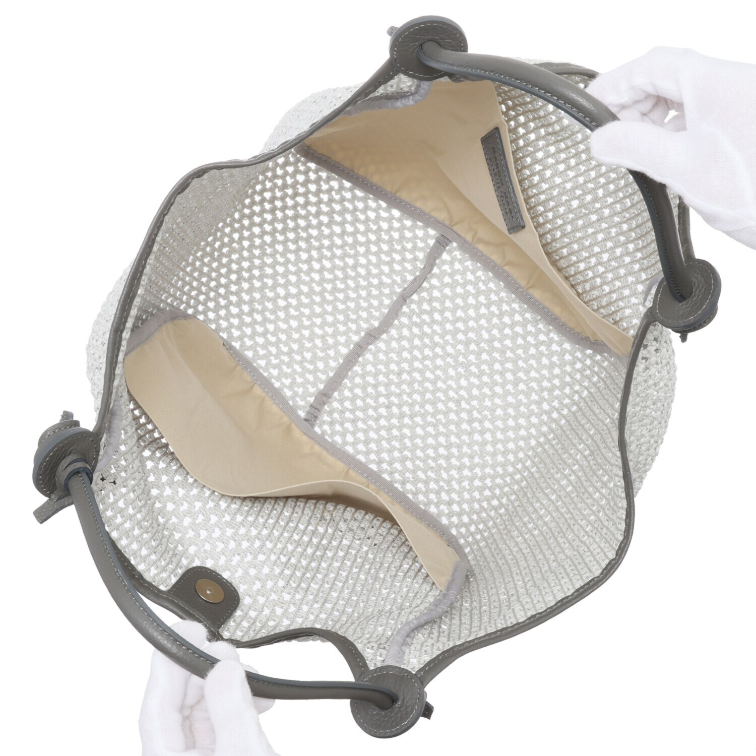 マルコマージ イタリア製 レザーパイピング メッシュバッグ