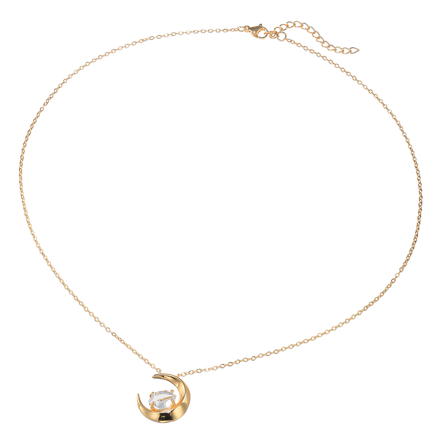 ハーキマーダイヤモンド １０ｍｍＵＰ ロッククリスタルクォーツ 三日月ネックレス