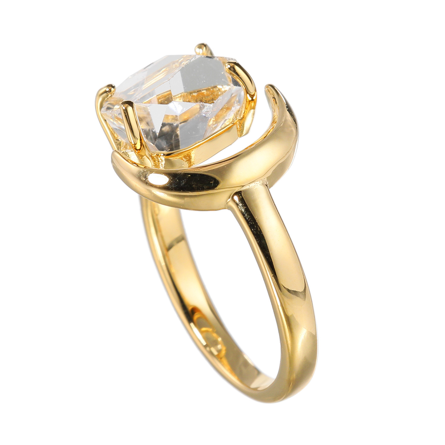 ハーキマーダイヤモンド １０ｍｍＵＰ ロッククリスタルクォーツ 三日月フォークリング