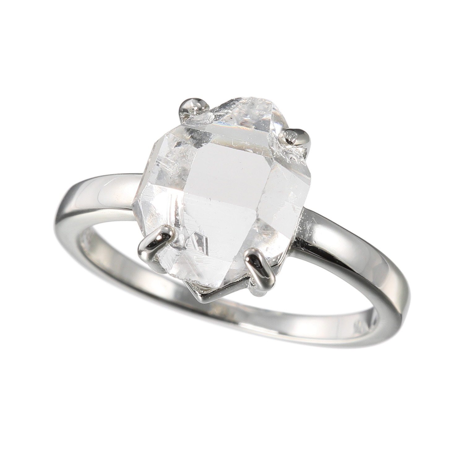 ハーキマーダイヤモンド シルバー １１ｍｍＵＰ ロッククリスタルクォーツ ソリティアリング