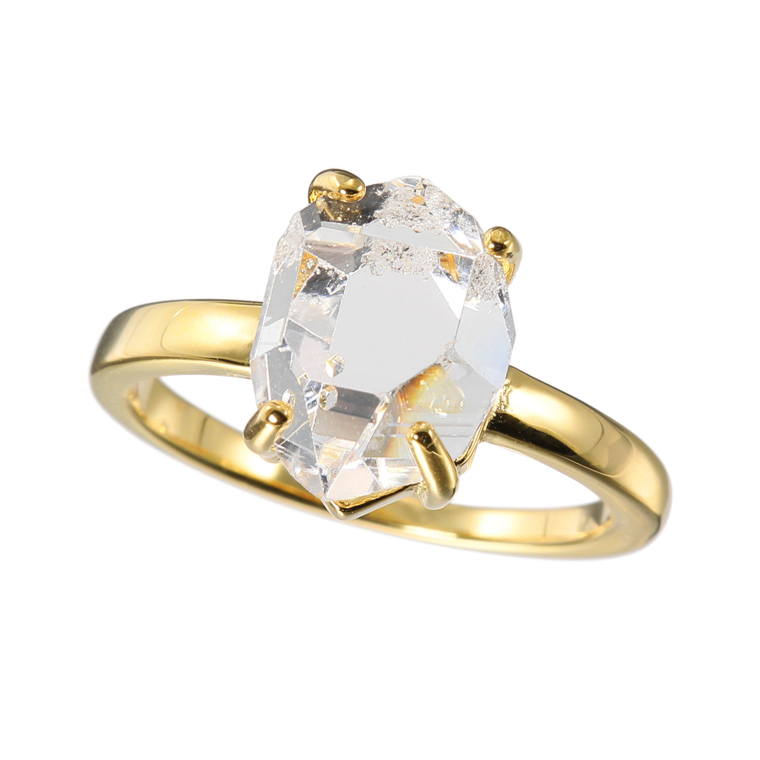 ハーキマーダイヤモンド シルバー １１ｍｍＵＰ ロッククリスタルクォーツ ソリティアリング