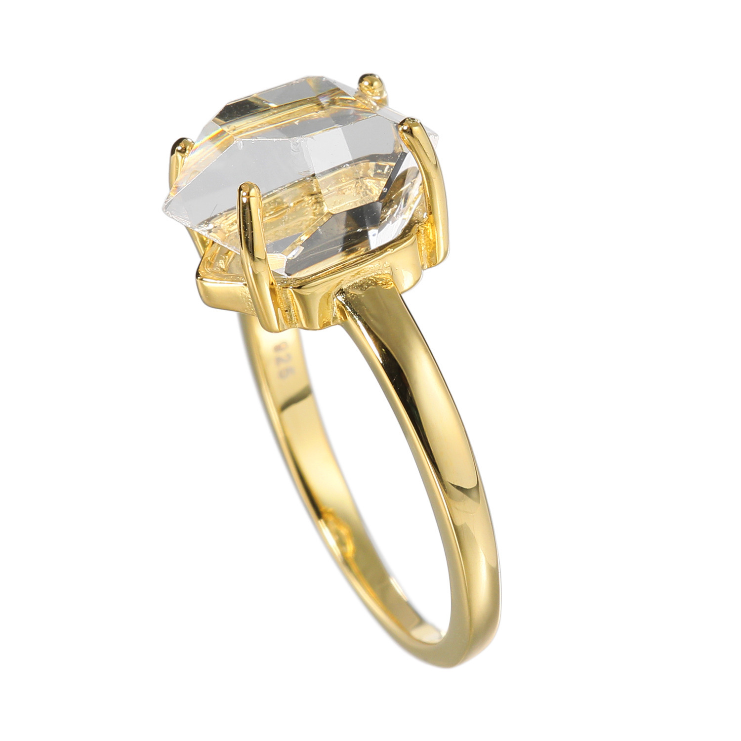 ハーキマーダイヤモンド シルバー １１ｍｍＵＰ ロッククリスタルクォーツ ソリティアリング