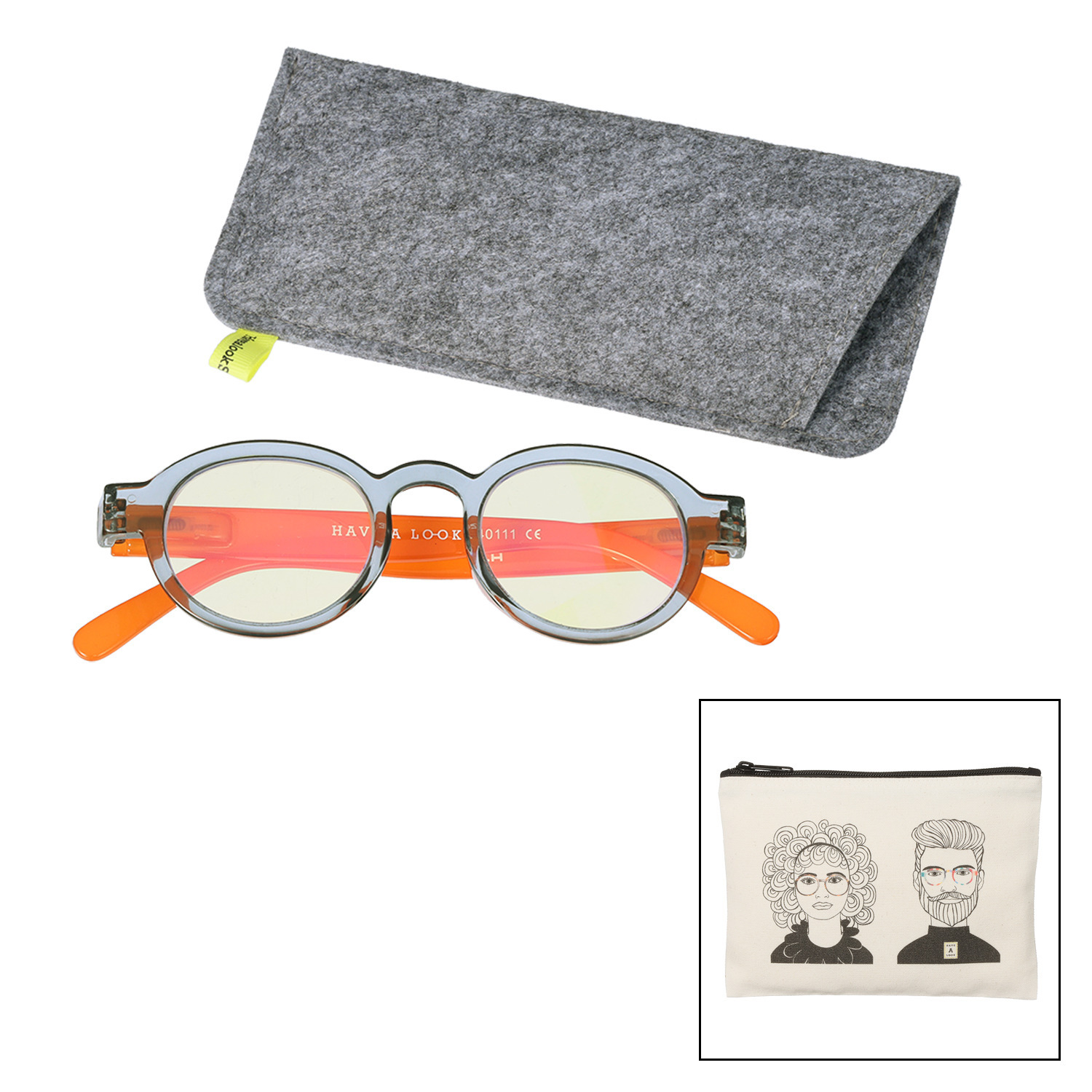 ブルーライトをカット！ カラフルでおしゃれな Ｈａｖｅ　ａ　ｌｏｏｋ リーディンググラス サークルツイスト＆ポーチ