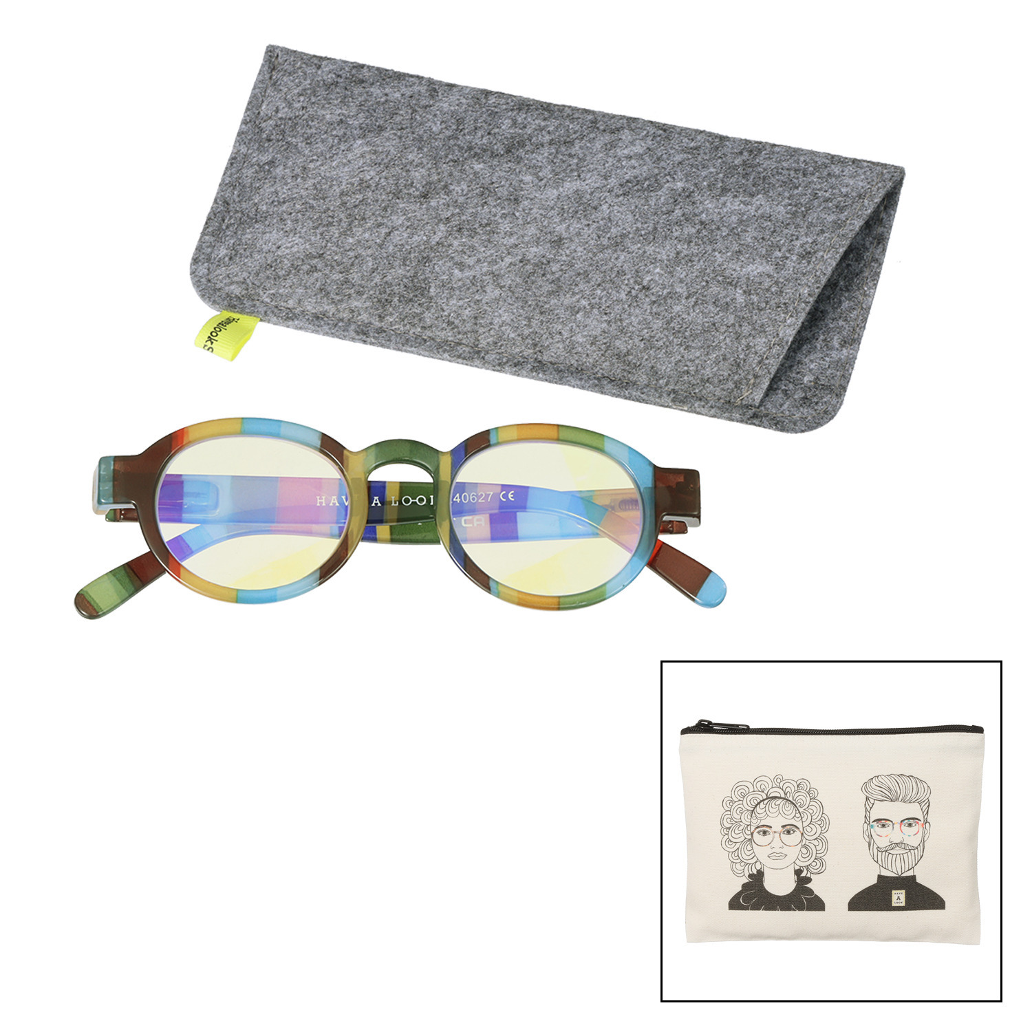 ブルーライトをカット！ カラフルでおしゃれな Ｈａｖｅ　ａ　ｌｏｏｋ リーディンググラス サークルツイスト＆ポーチ