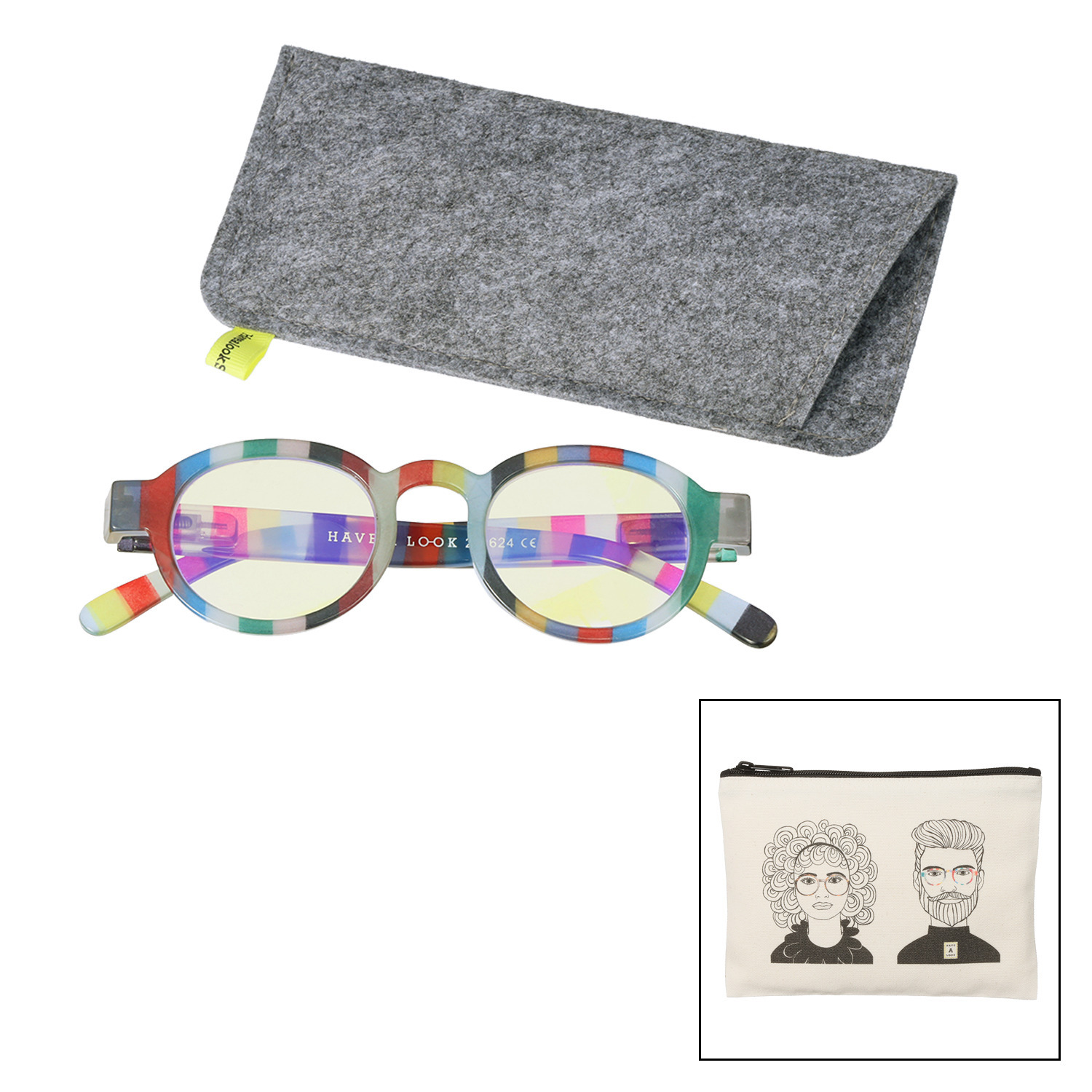 ブルーライトをカット！ カラフルでおしゃれな Ｈａｖｅ　ａ　ｌｏｏｋ リーディンググラス サークルツイスト＆ポーチ