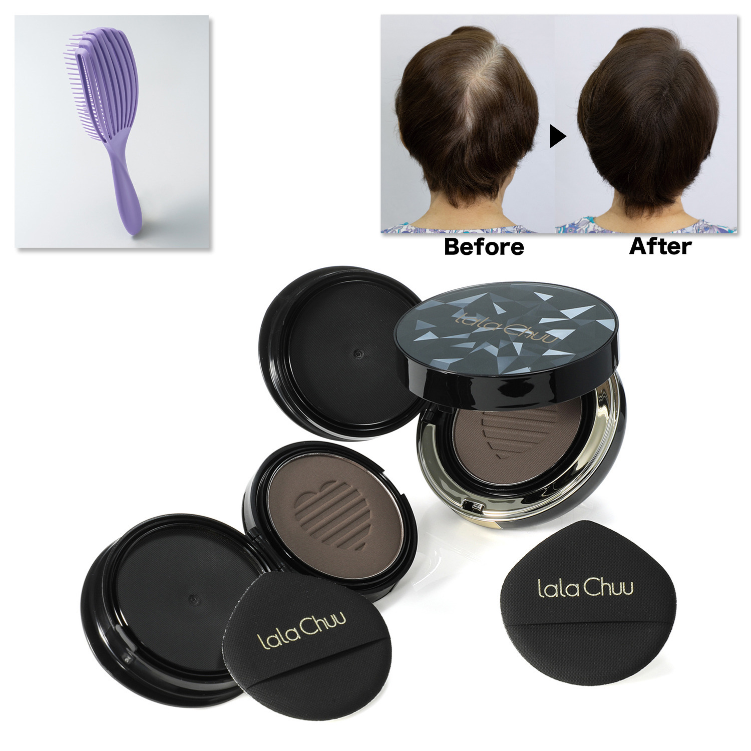 ララチュー メイク効果で白髪と薄毛を 簡単瞬時にカバー ヘアファンデーション プレミアムＥＸ ＜ダークブラウン＞ ２個分特別セット