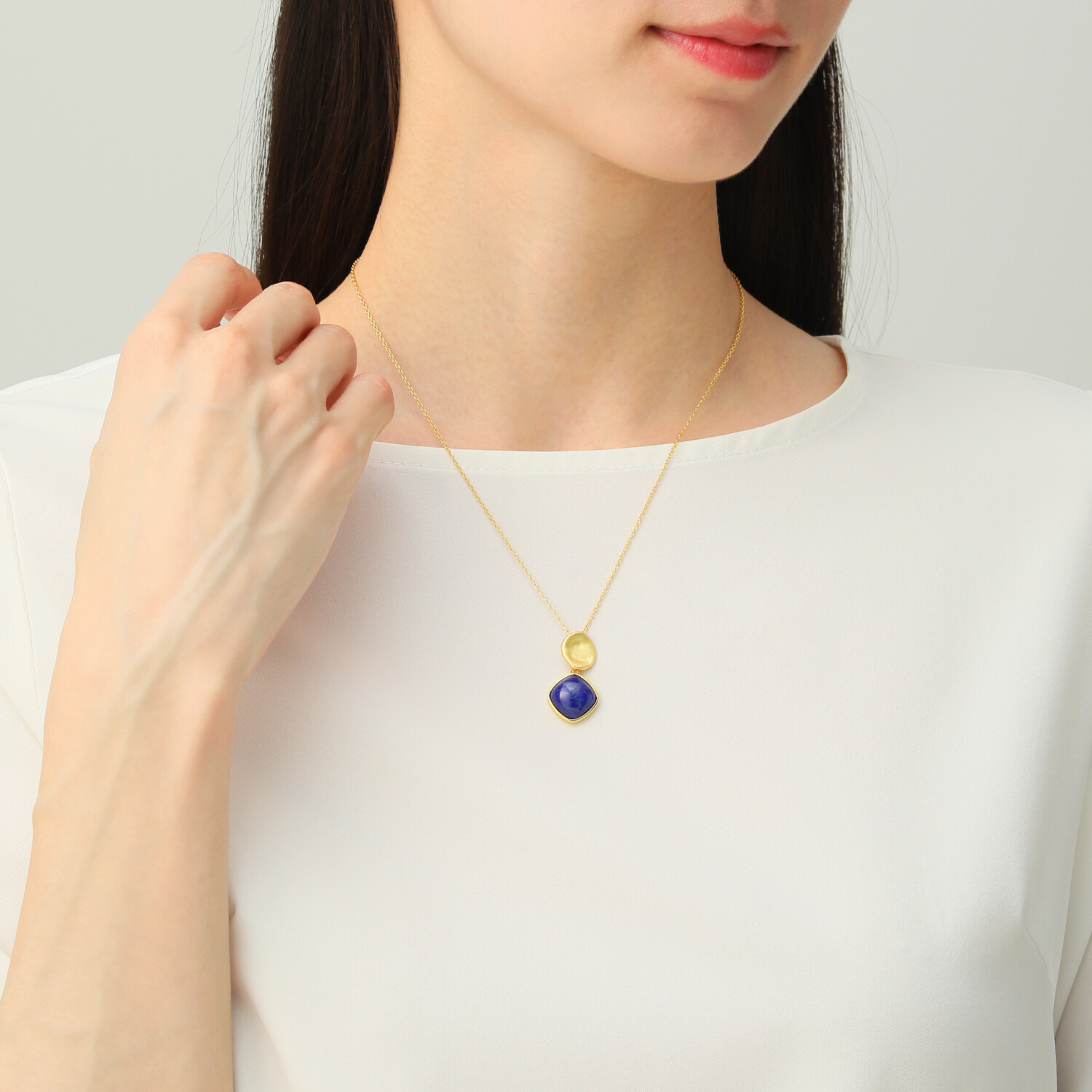 イーシア シルバー ラピスラズリ ゴールドムーン ネックレス
