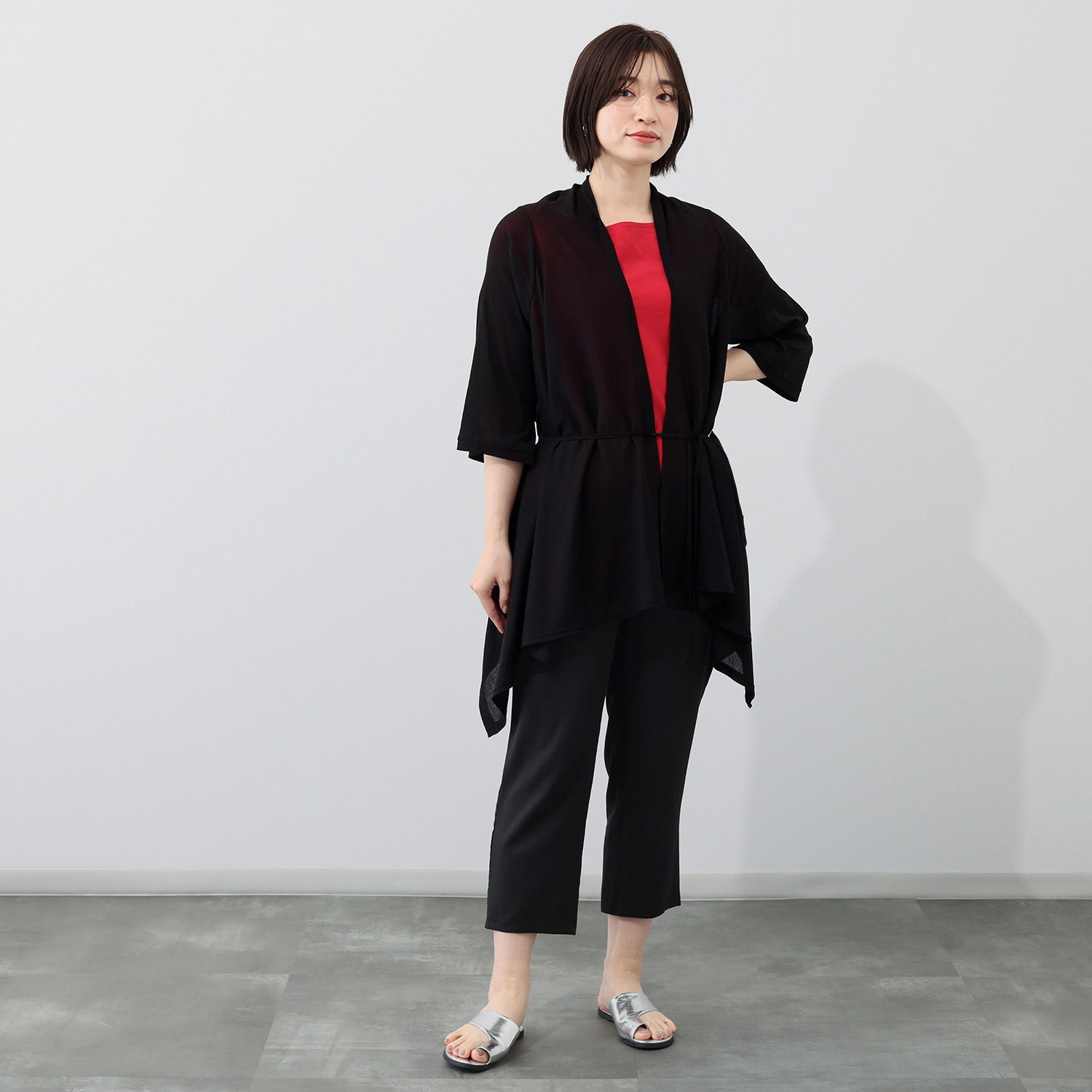 シャビージェンティール コットン１００％ ガーゼフライス シアー ストール風カーディガン