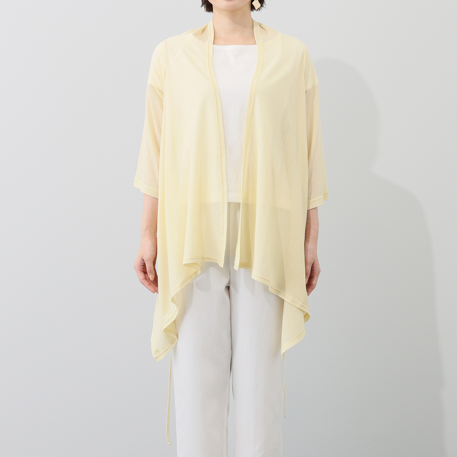 シャビージェンティール コットン１００％ ガーゼフライス シアー ストール風カーディガン