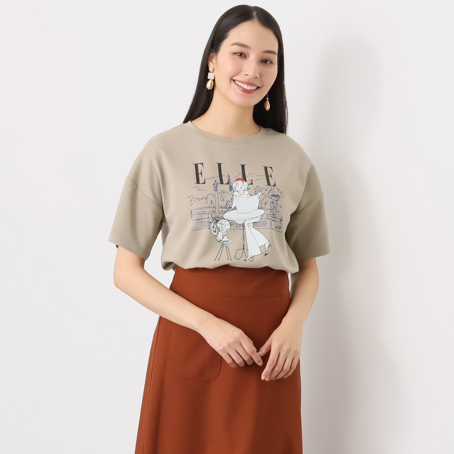 エル　ステュディオ ＥＬＬＥグラフィック フレアーデザイン カットソープルオーバー