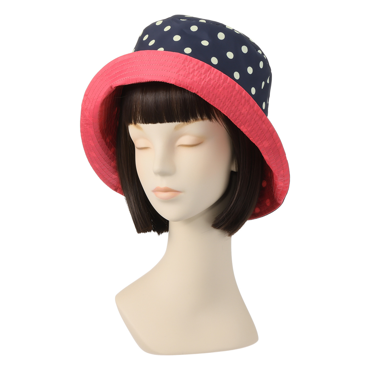 エムジェイアール　バイ マチコ　ジント　ロンドン オリジナルドットプリント 配色アクセントハット