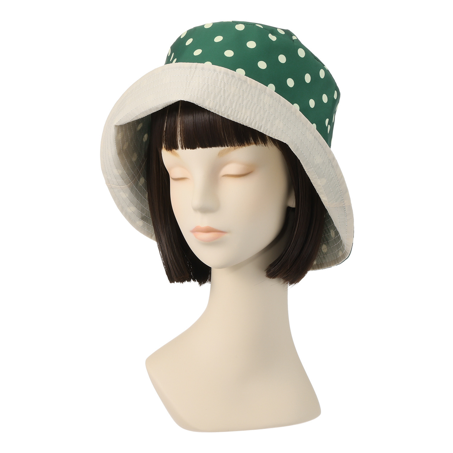 エムジェイアール　バイ マチコ　ジント　ロンドン オリジナルドットプリント 配色アクセントハット