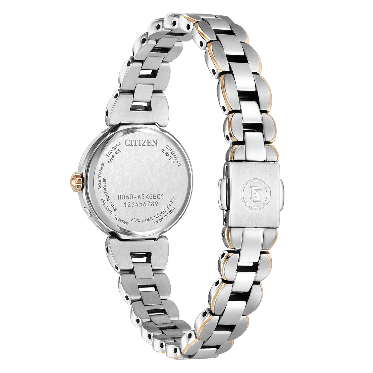 シチズン “エクシード” ９ポイントダイヤモンド ラウンドフェイス コンビカラー 電波ソーラーウォッチ