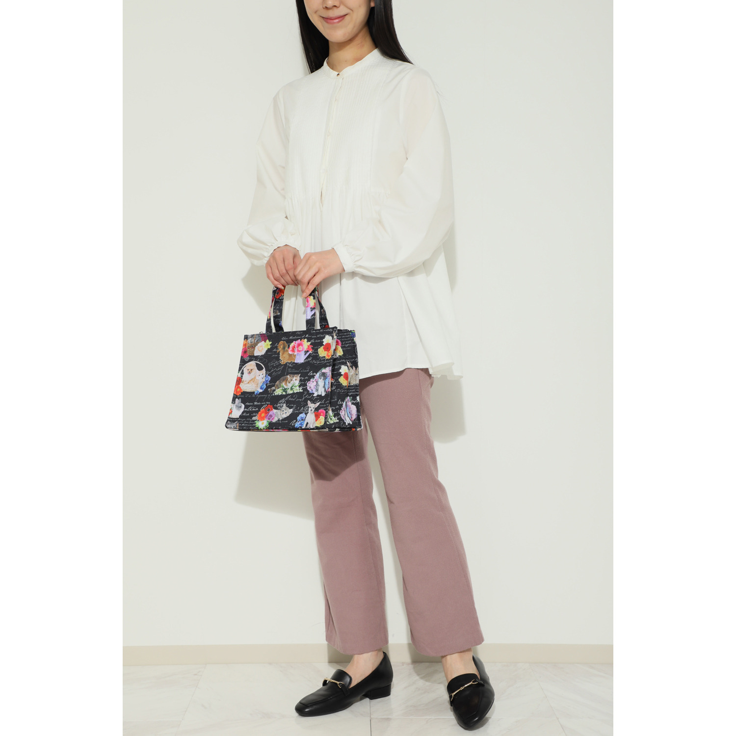 ラルジュ アニマルフラワー スクエアトートバッグ