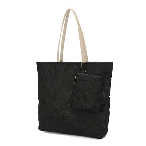 ラルジュ 星柄キルト風加工 ポーチ付 Ａ４トートバッグ