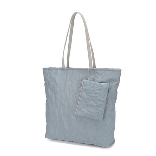 ラルジュ 星柄キルト風加工 ポーチ付 Ａ４トートバッグ