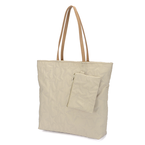 ラルジュ 星柄キルト風加工 ポーチ付 Ａ４トートバッグ