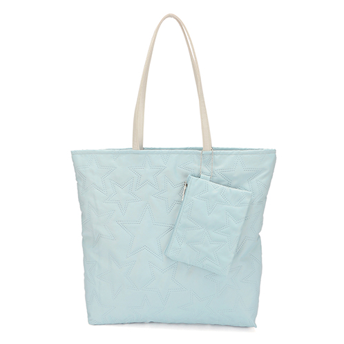 ラルジュ 星柄キルト風加工 ポーチ付 Ａ４トートバッグ