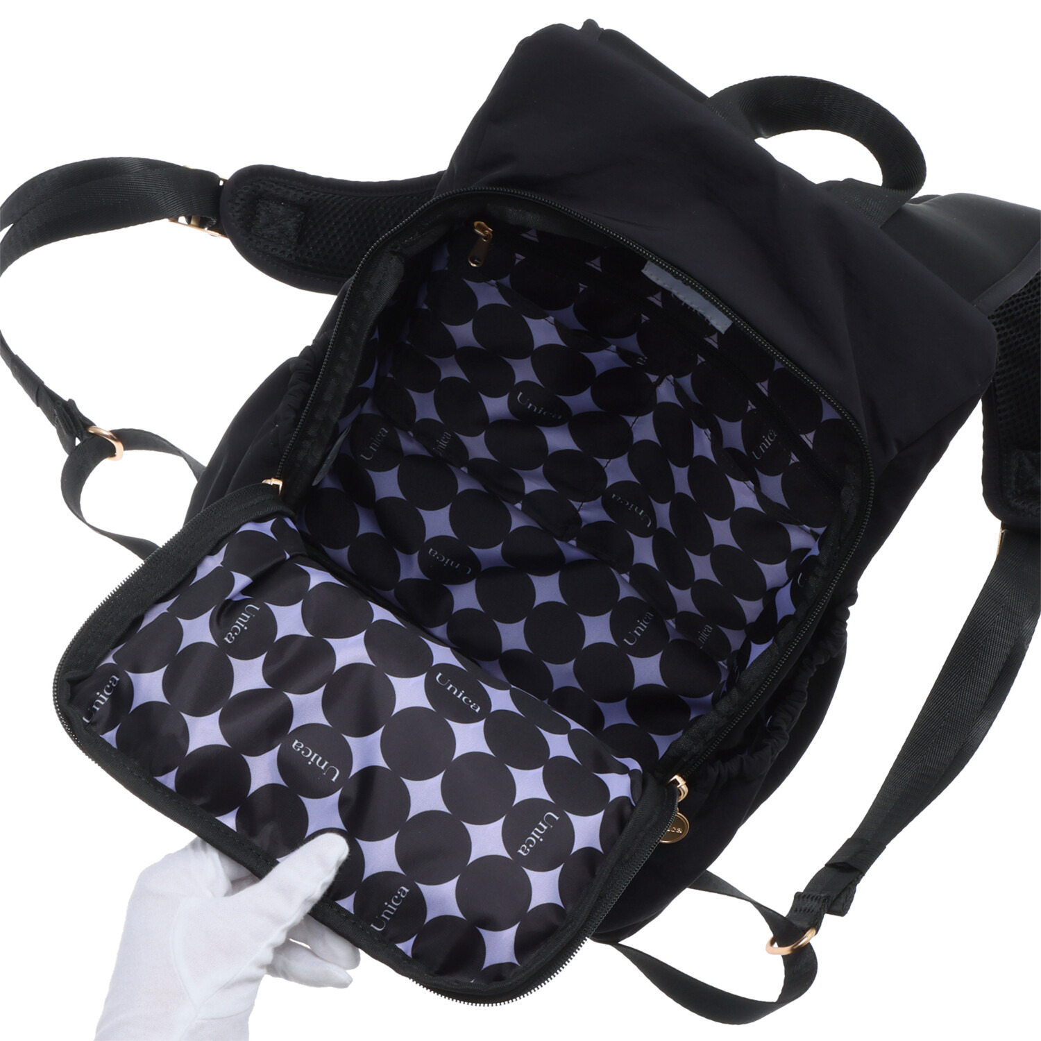 ウニカ 身体のラインに寄り添う 軽量 タックポケットリュック