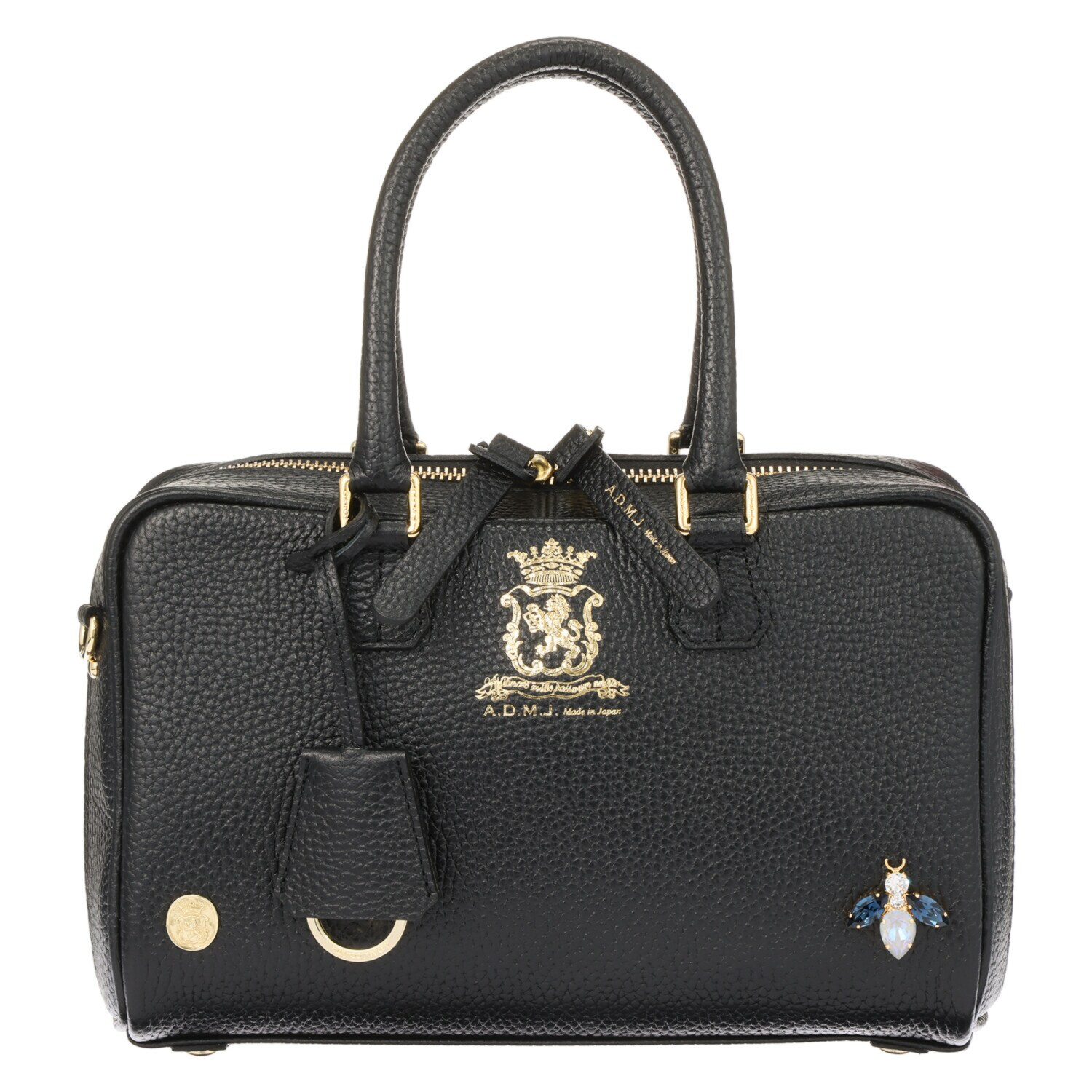 エーディーエムジェイ ＴＨＥ　ＢＥＥ 牛革シュリンク型押し 全開ボストンバッグ